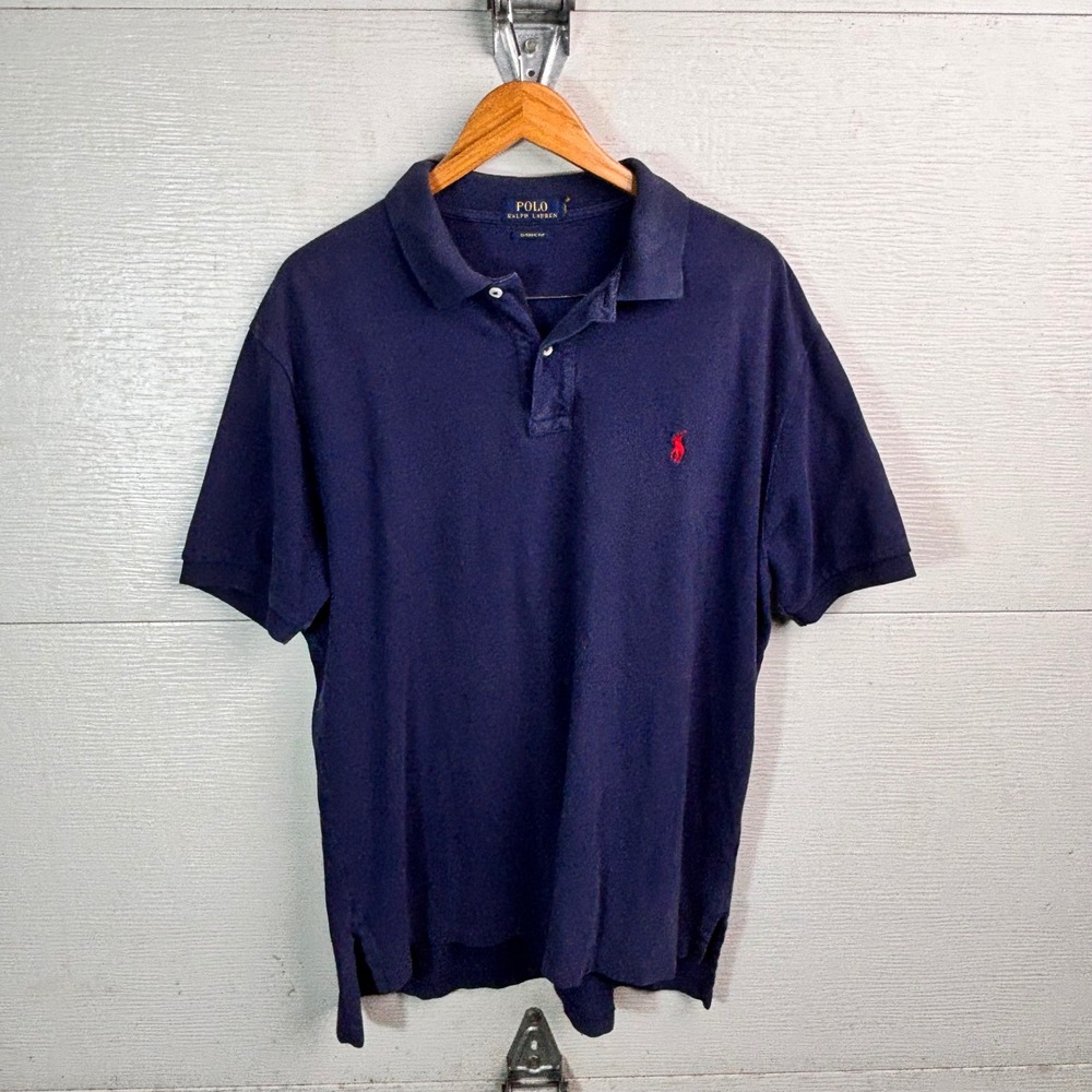 Polo Ralph Lauren Navy Classic Fit Red Pony Polo Shirt Size XL